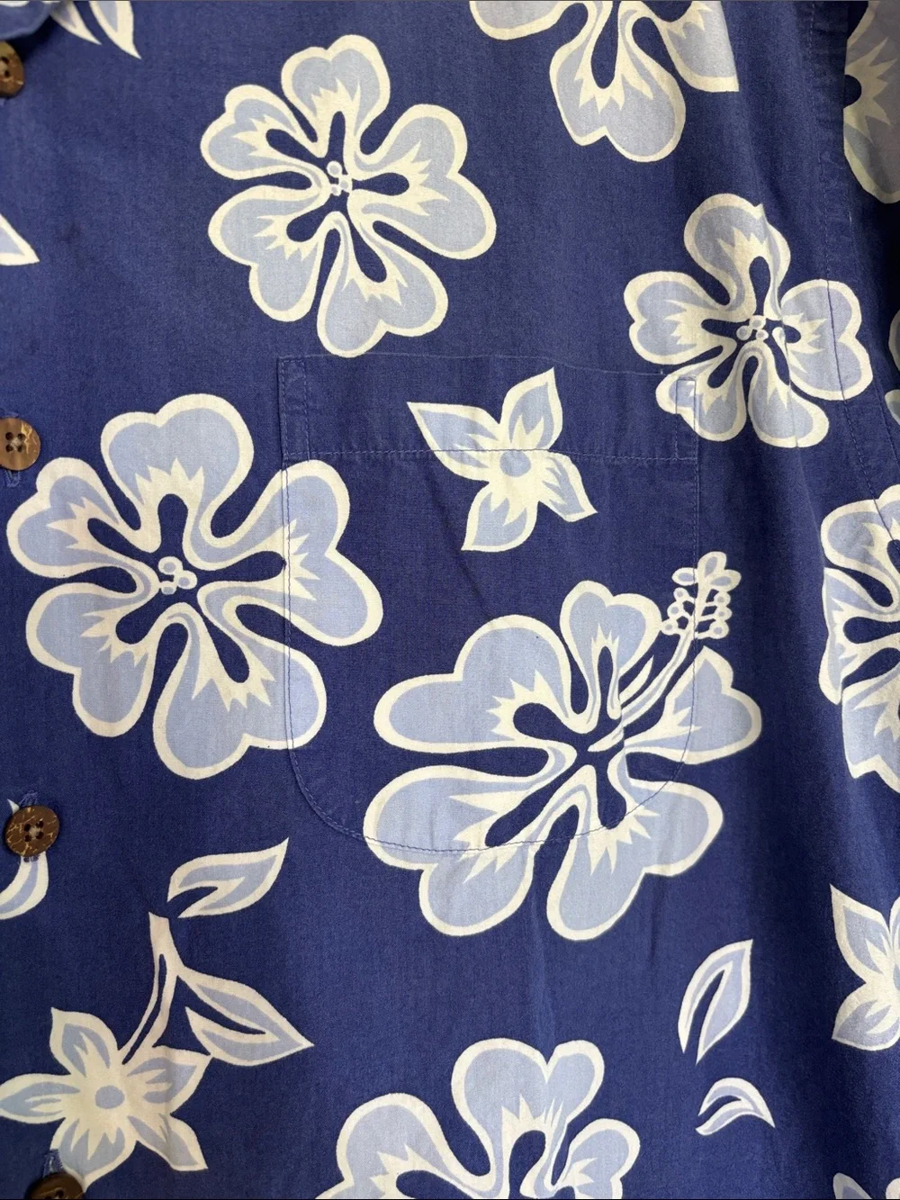 Lands' End Navy Hawaiian Floral Shirt